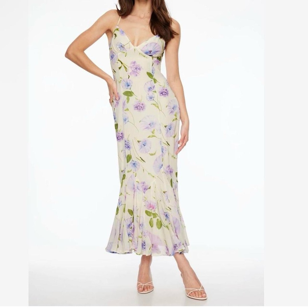 Dynamite Cream and Purple Floral Maxi Dress